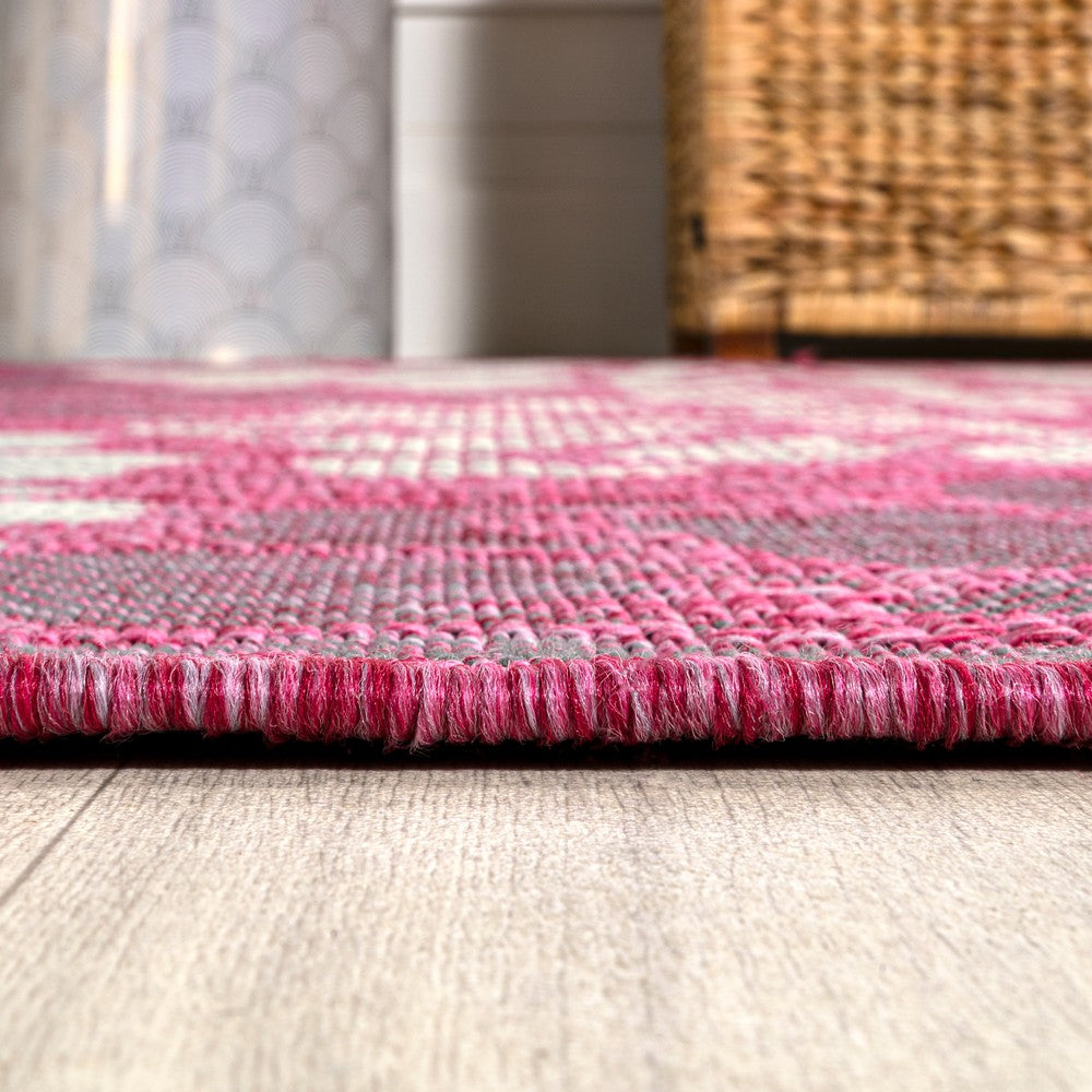 Garcia Modern Floral Textured Weave Indoor/outdoor Square Rug