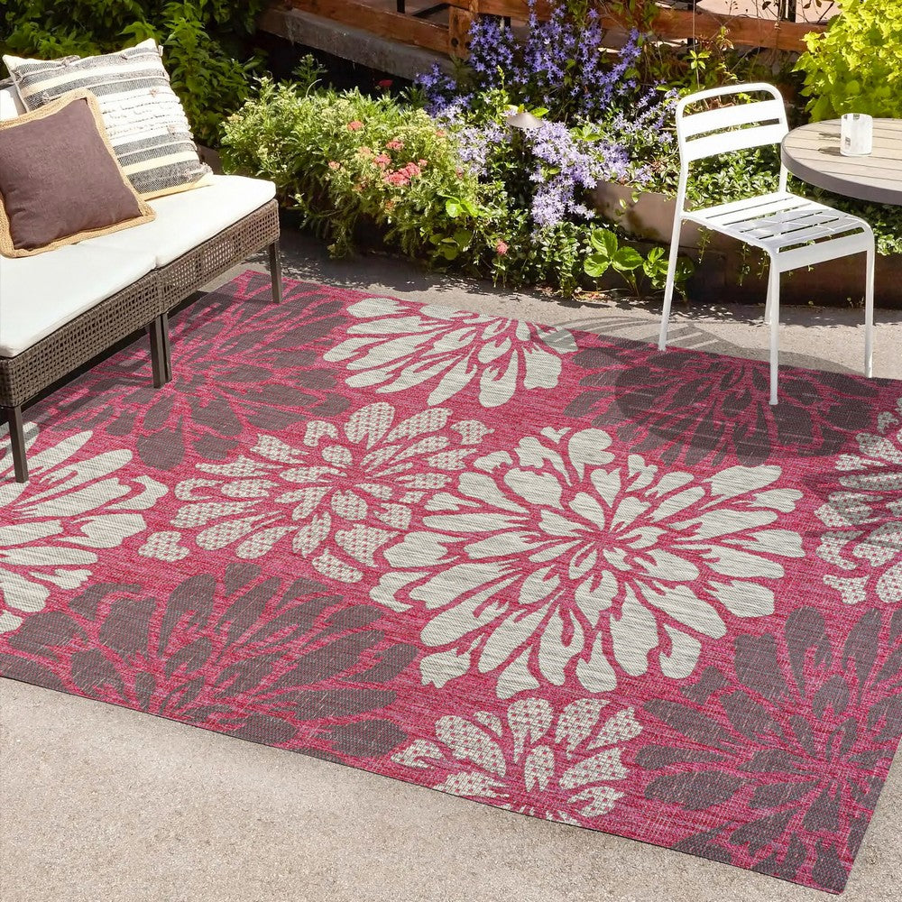 Garcia Modern Floral Textured Weave Indoor/outdoor Area Rug
