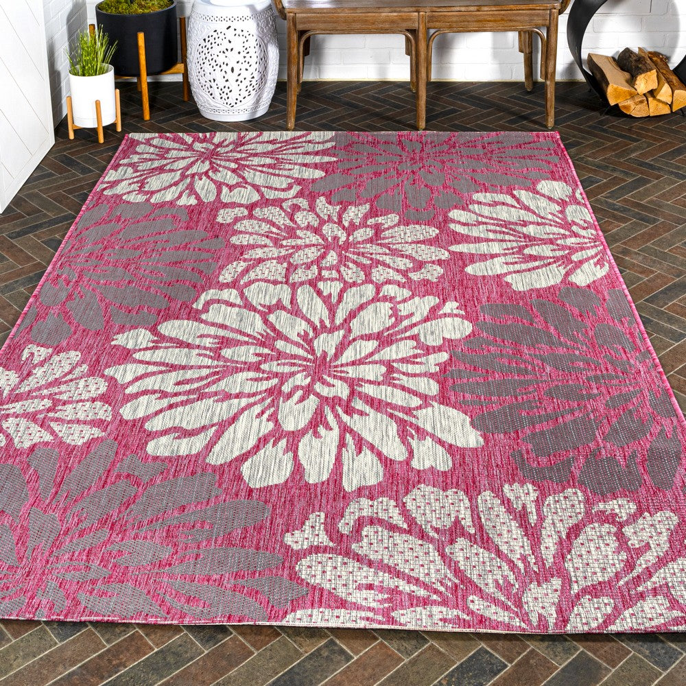 Garcia Modern Floral Textured Weave Indoor/outdoor Area Rug