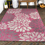 Garcia Modern Floral Textured Weave Indoor/outdoor Area Rug