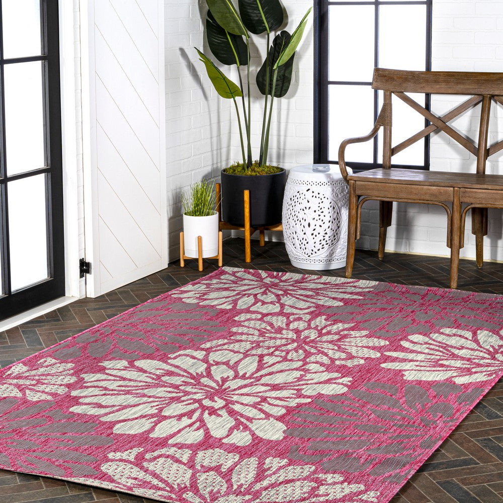Garcia Modern Floral Textured Weave Indoor/outdoor Area Rug