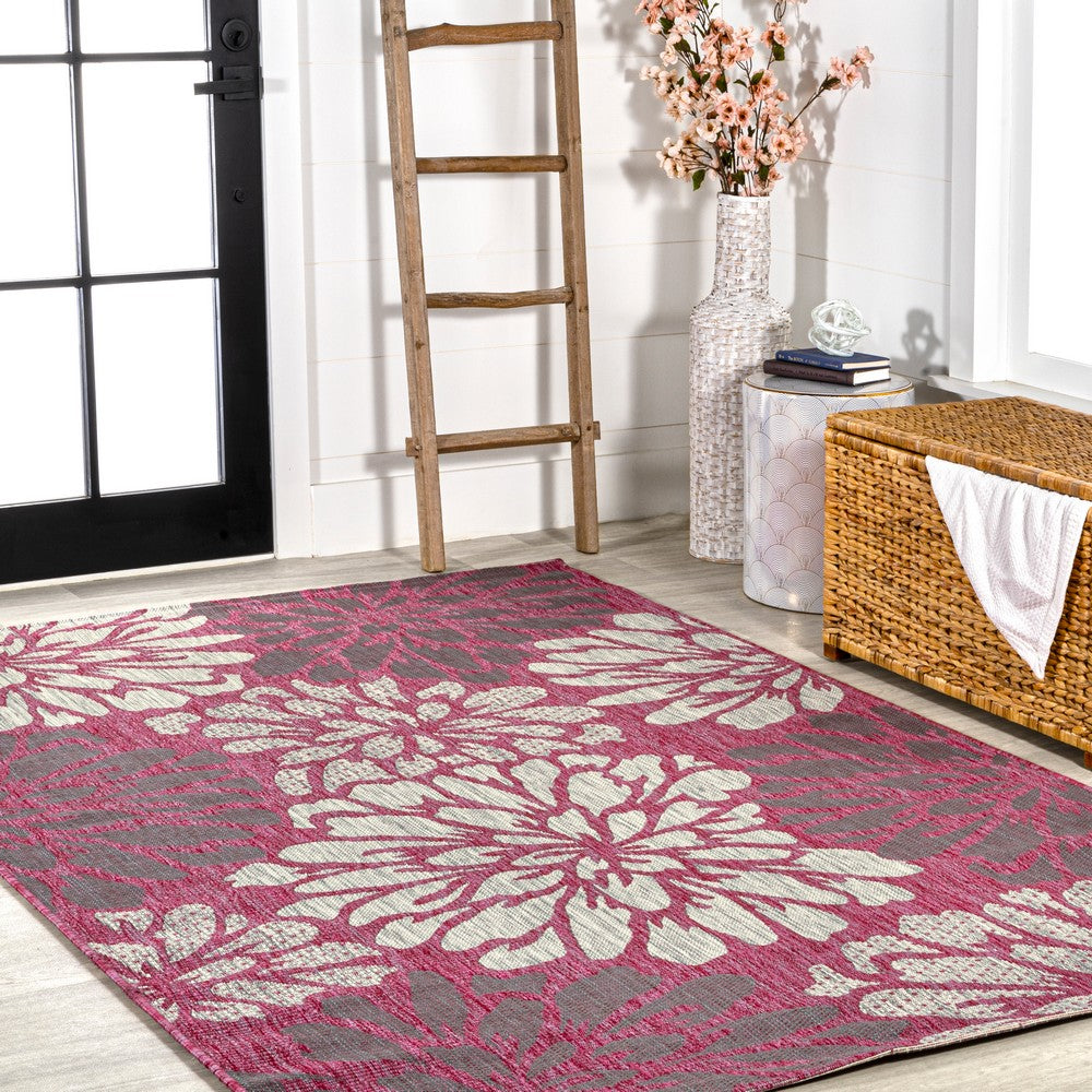Garcia Modern Floral Textured Weave Indoor/outdoor Area Rug