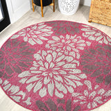 Garcia Modern Floral Textured Weave Indoor/outdoor Round Rug