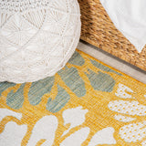 Garcia Modern Floral Textured Weave Indoor/outdoor Square Rug