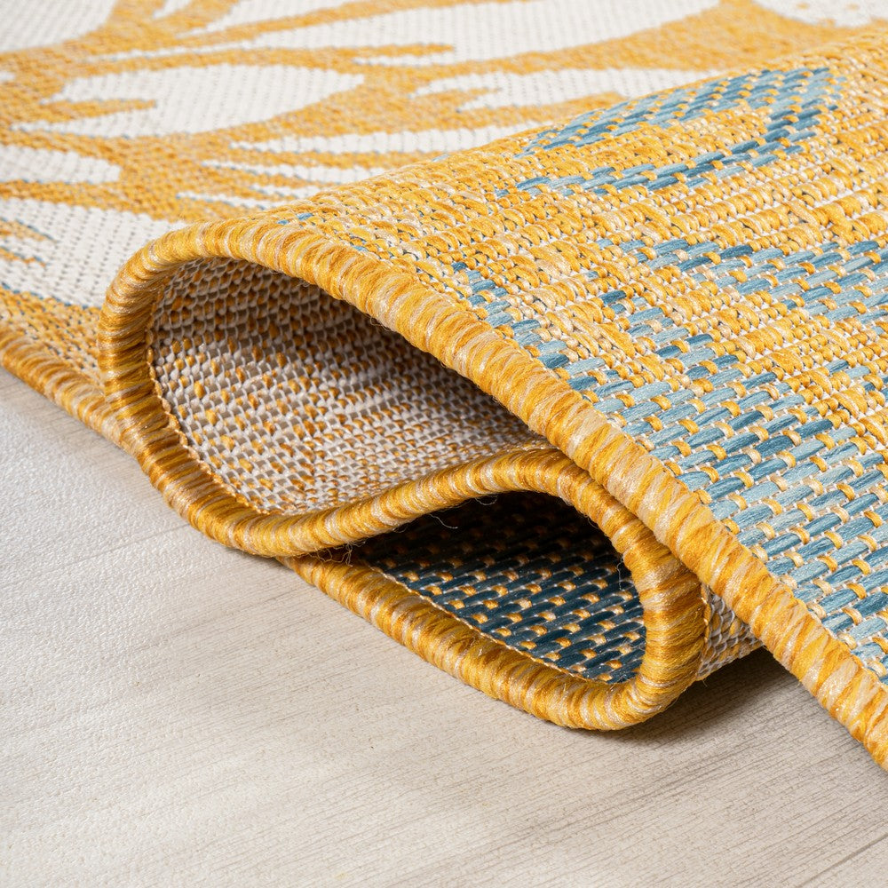 Garcia Modern Floral Textured Weave Indoor/outdoor Round Rug