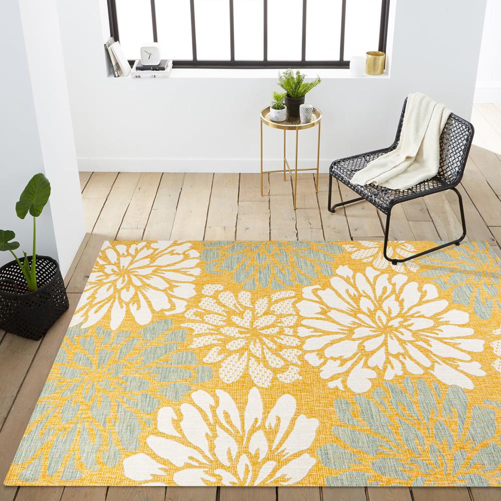 Garcia Modern Floral Textured Weave Indoor/outdoor Area Rug