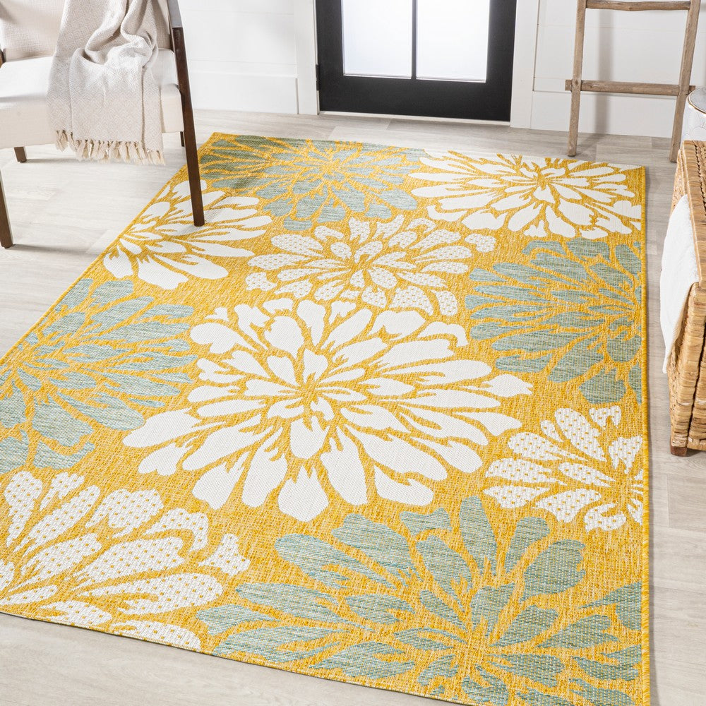 Garcia Modern Floral Textured Weave Indoor/outdoor Area Rug