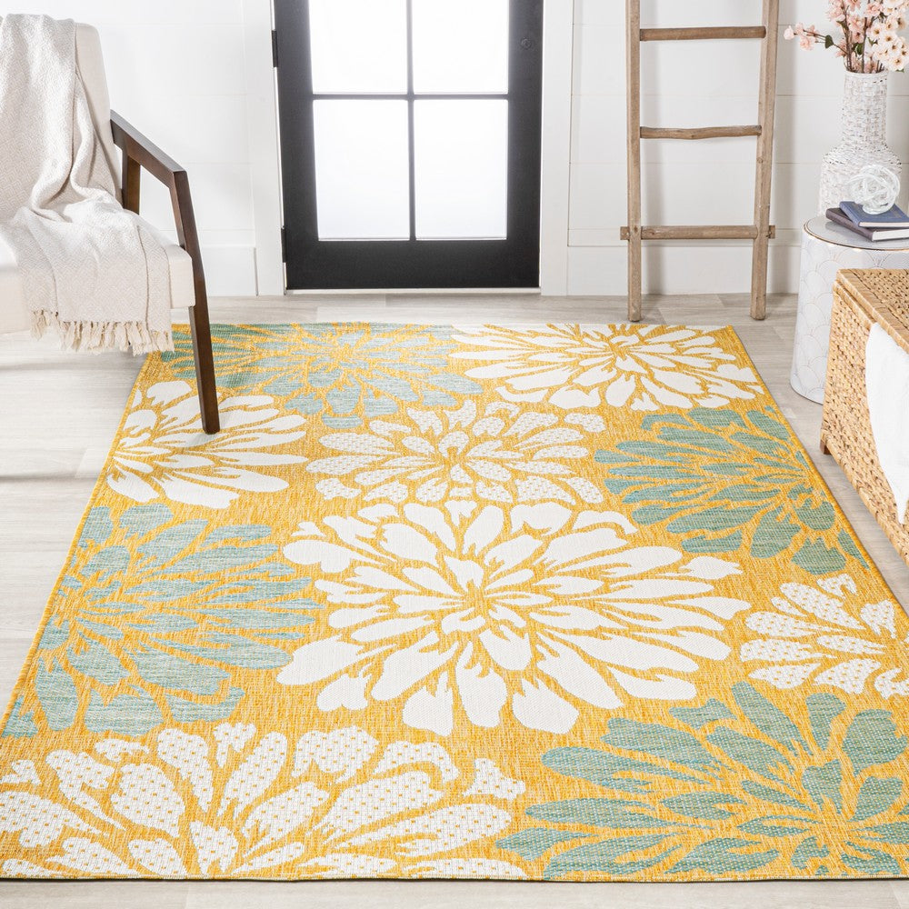 Garcia Modern Floral Textured Weave Indoor/outdoor Area Rug