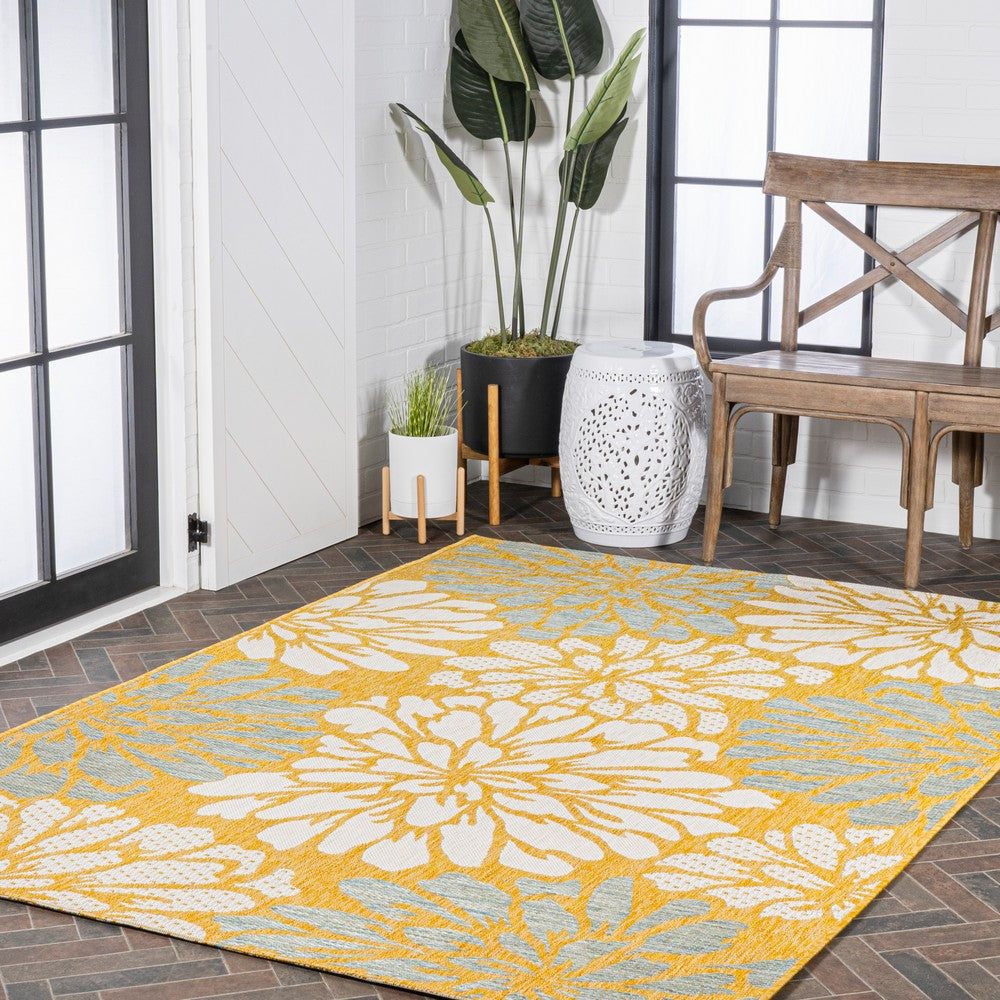 Garcia Modern Floral Textured Weave Indoor/outdoor Area Rug