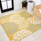 Garcia Modern Floral Textured Weave Indoor/outdoor Square Rug
