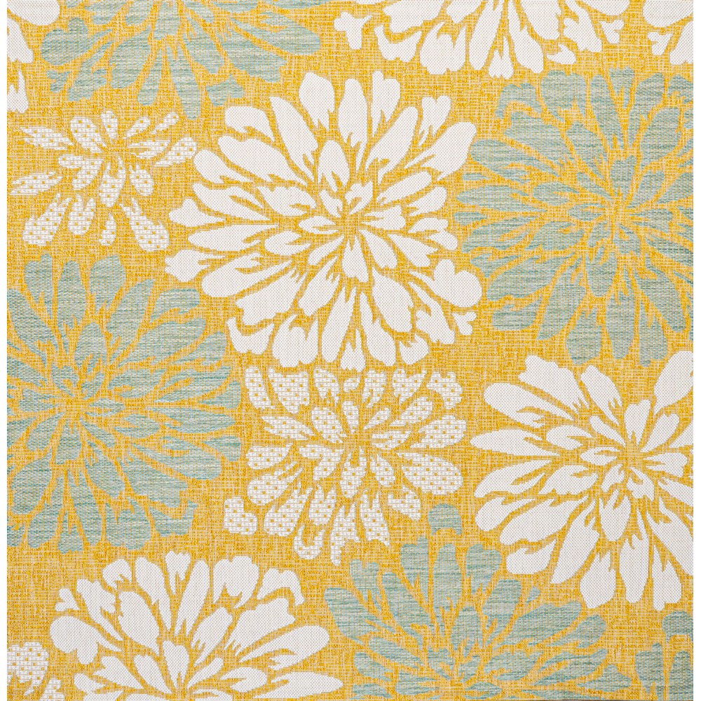 Garcia Modern Floral Textured Weave Indoor/outdoor Square Rug