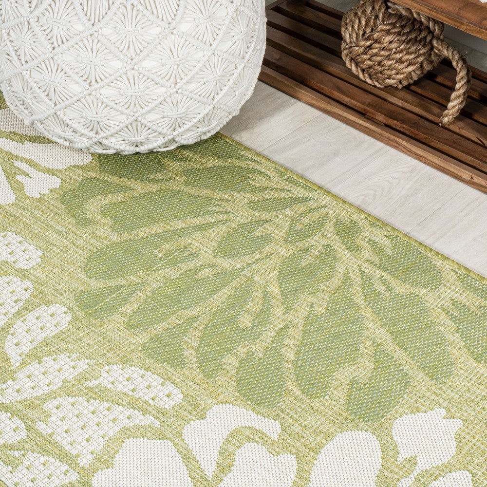 Garcia Modern Floral Textured Weave Indoor/outdoor Round Rug