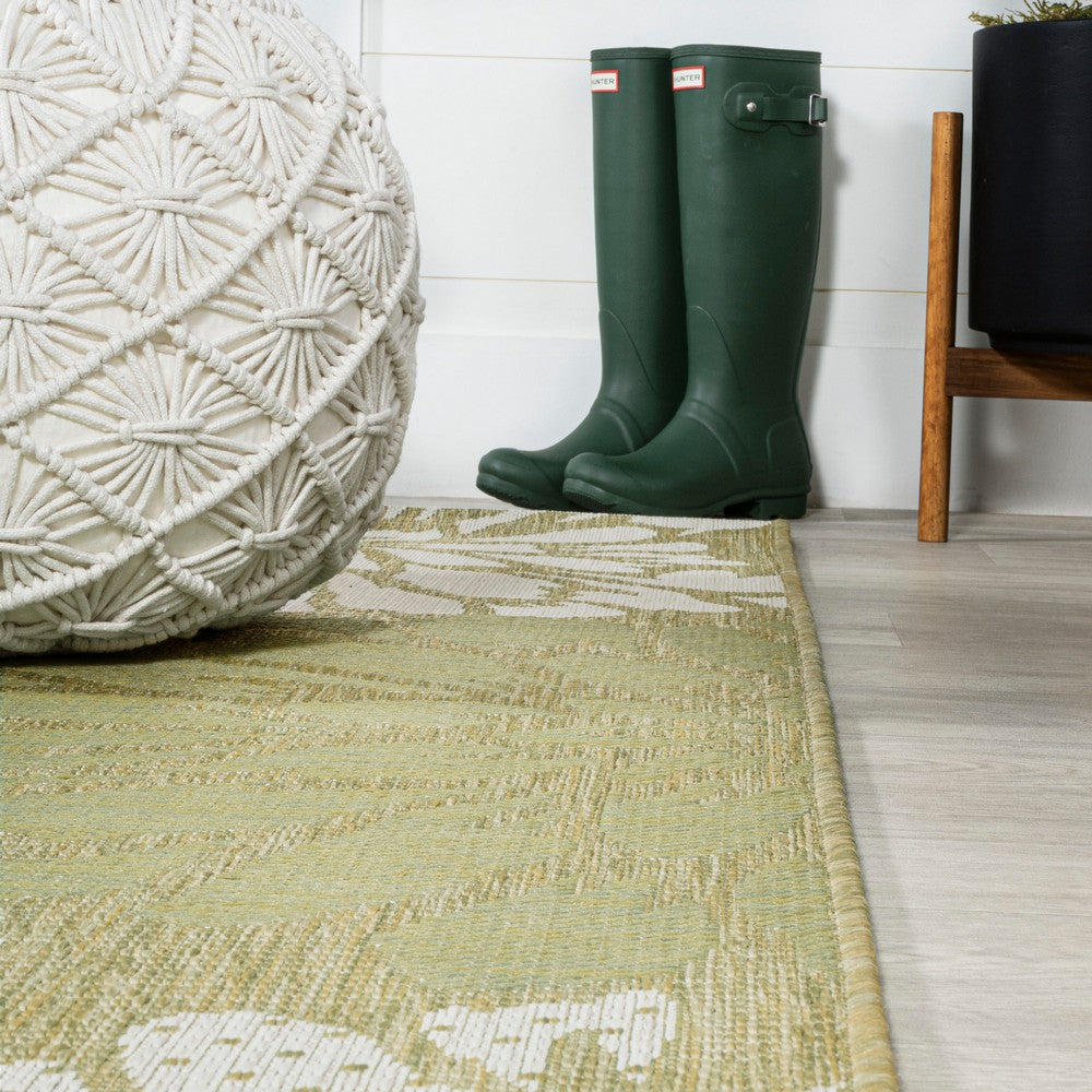 Garcia Modern Floral Textured Weave Indoor/outdoor Square Rug