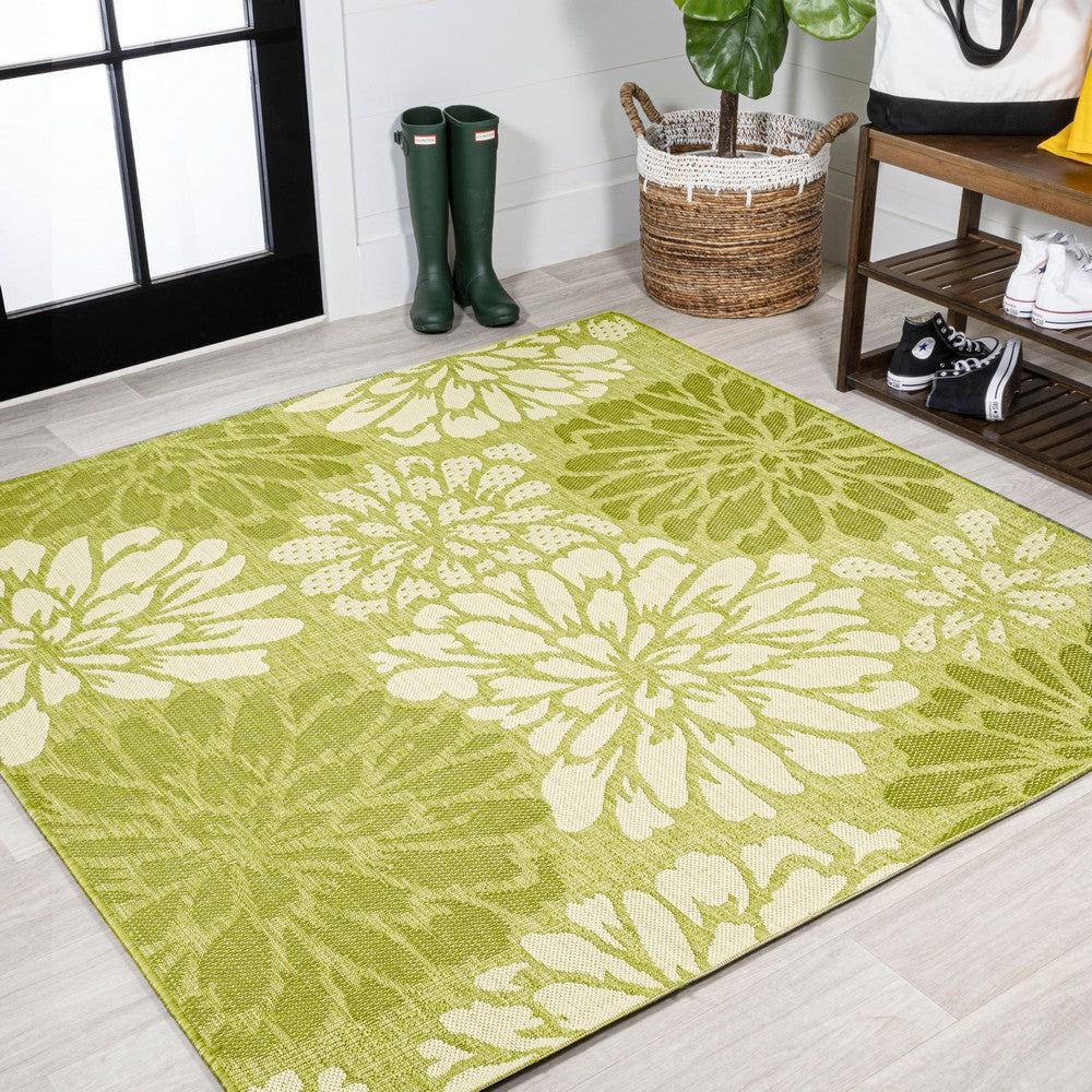 Garcia Modern Floral Textured Weave Indoor/outdoor Square Rug