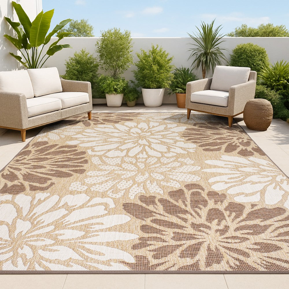 Garcia Modern Floral Textured Weave Indoor/outdoor Area Rug