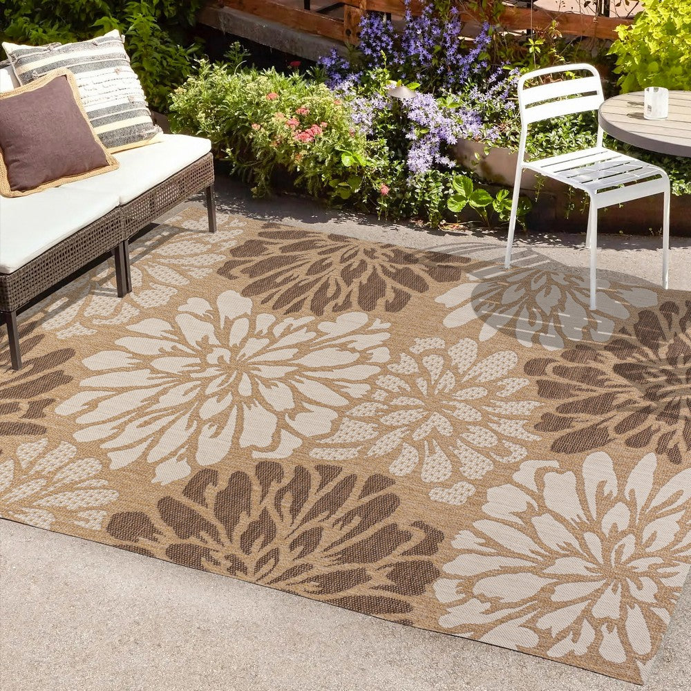 Garcia Modern Floral Textured Weave Indoor/outdoor Area Rug
