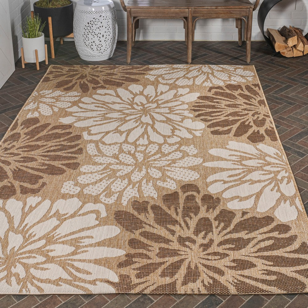 Garcia Modern Floral Textured Weave Indoor/outdoor Area Rug