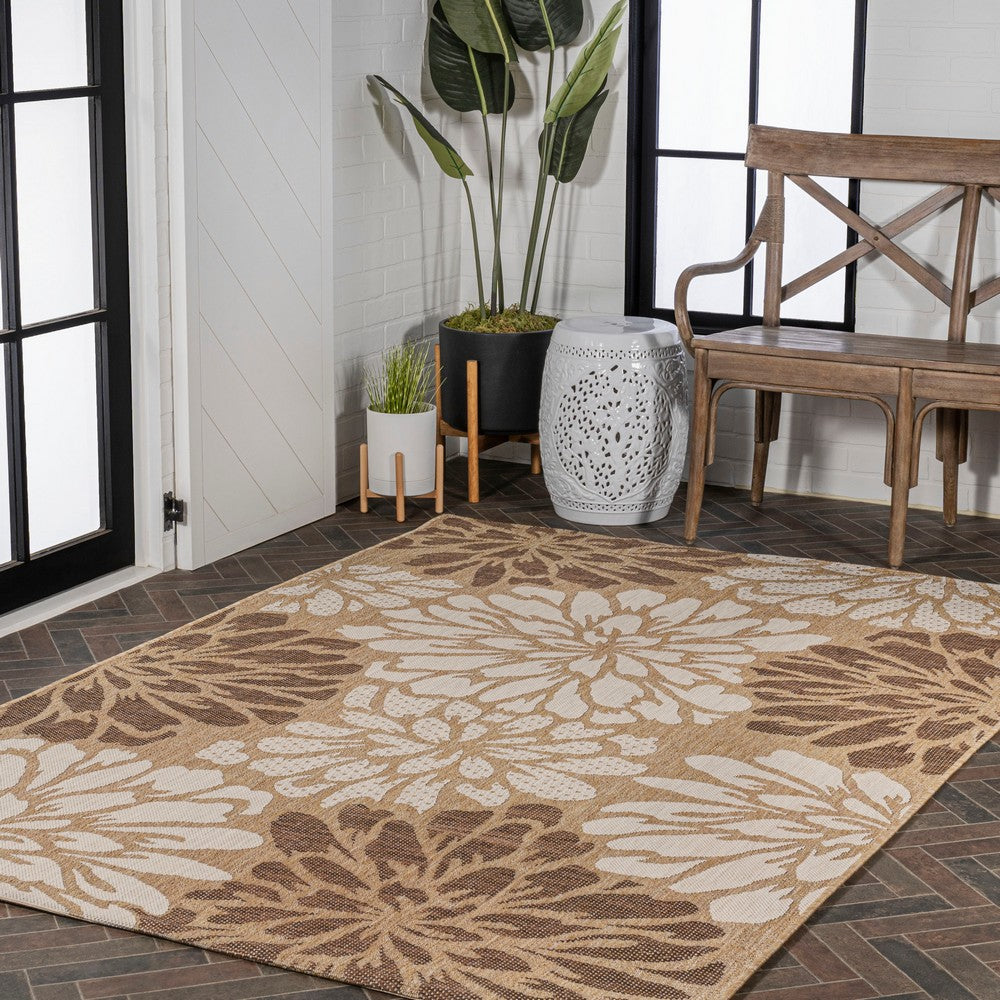 Garcia Modern Floral Textured Weave Indoor/outdoor Area Rug