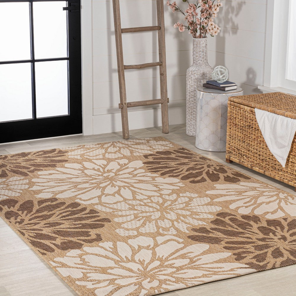 Garcia Modern Floral Textured Weave Indoor/outdoor Area Rug