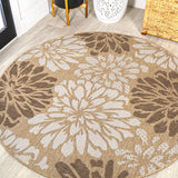Garcia Modern Floral Textured Weave Indoor/outdoor Round Rug