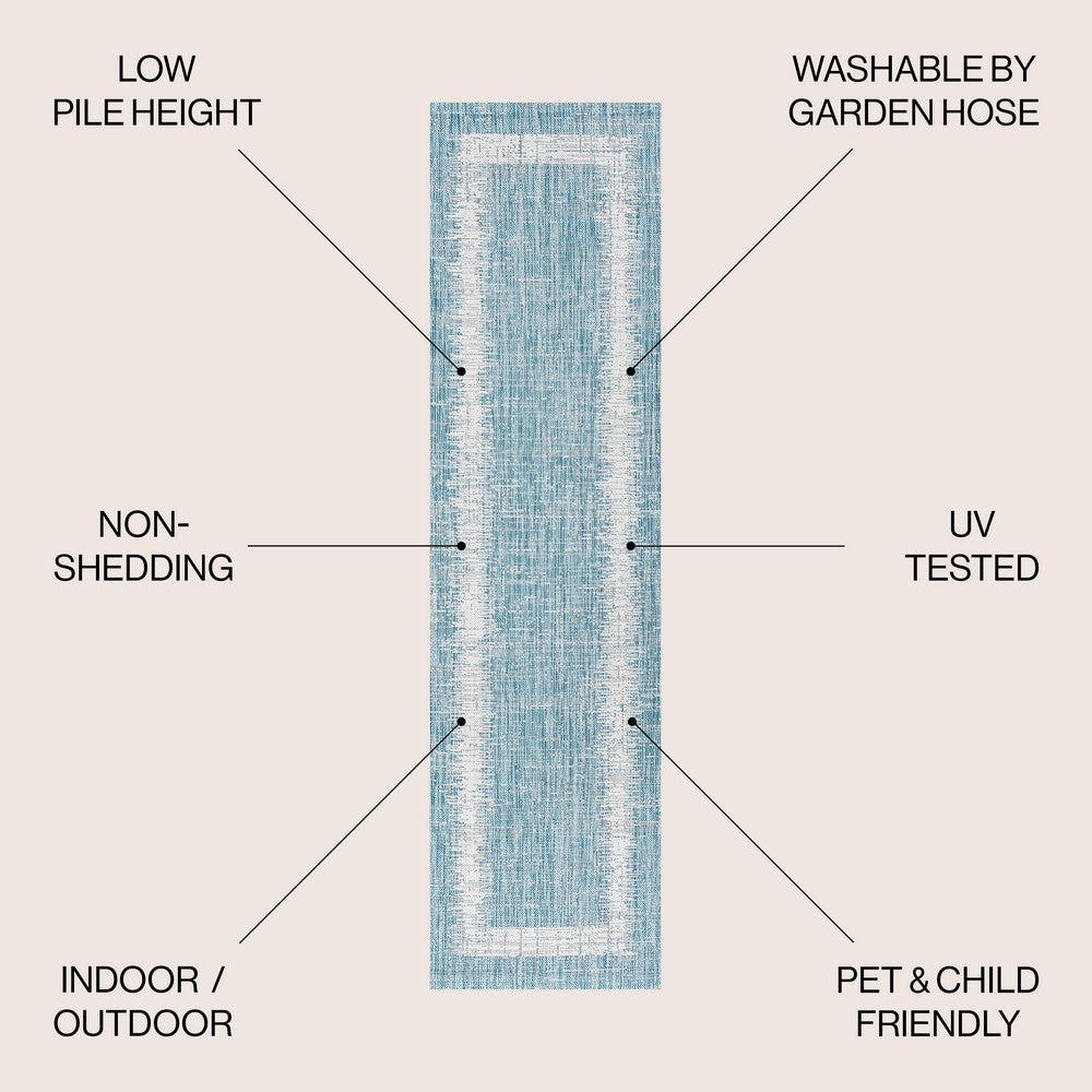 Yangtze Scandi Minimalist Border Indoor/Outdoor Area Rug