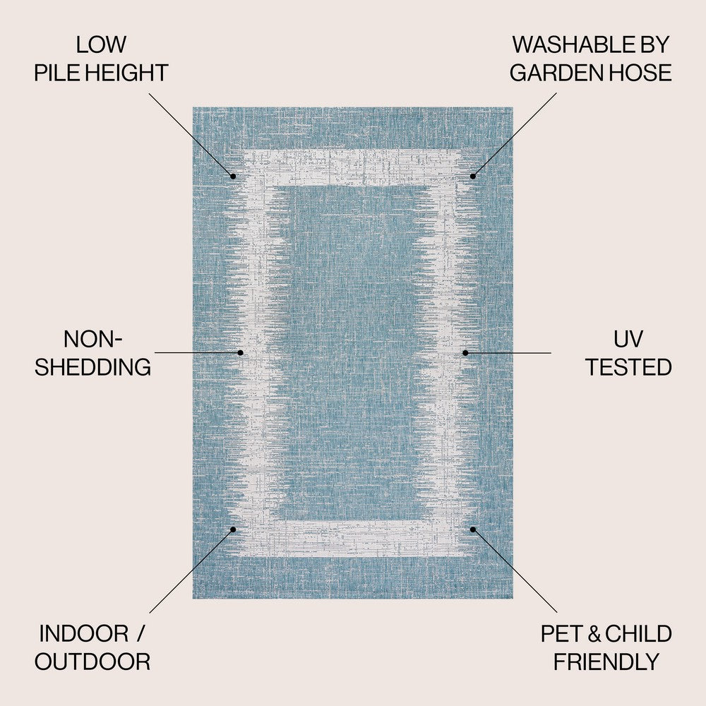 Yangtze Scandi Minimalist Border Indoor/Outdoor Area Rug