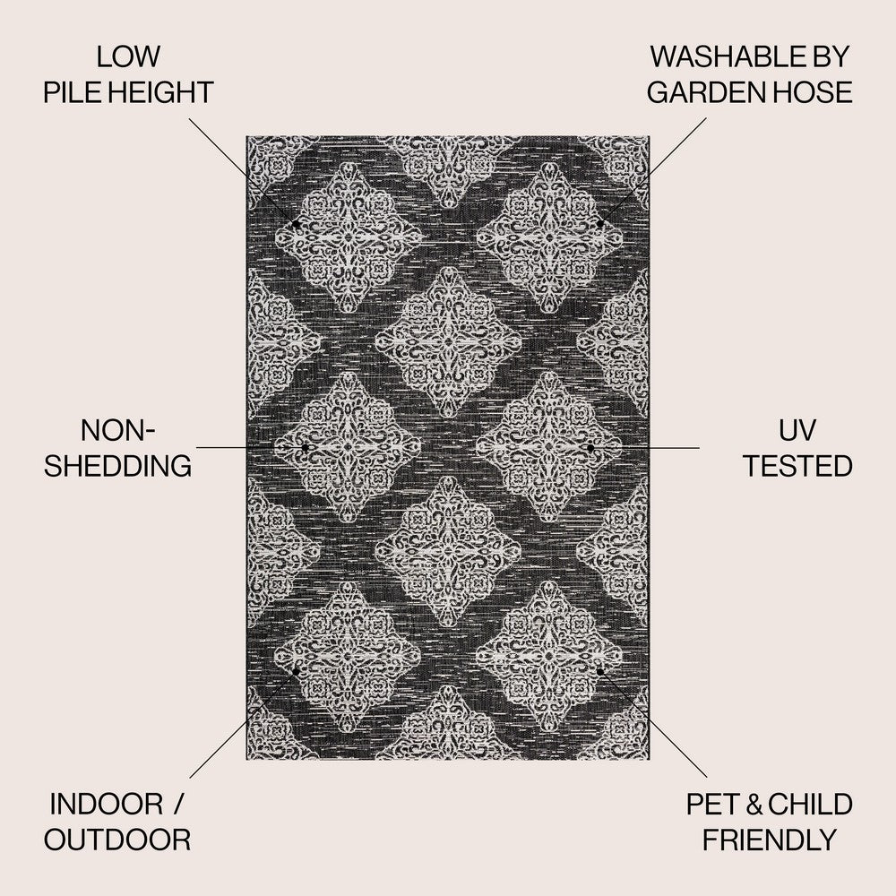 Yamuna Tuscany Ornate Medallions Indoor/Outdoor Area Rug