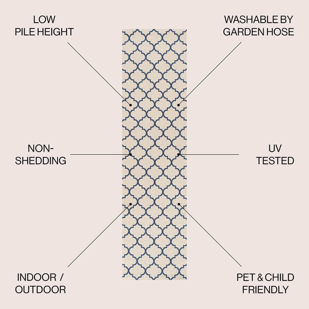 Loire Arabesque Ogee Trellis Indoor/Outdoor Area Rug