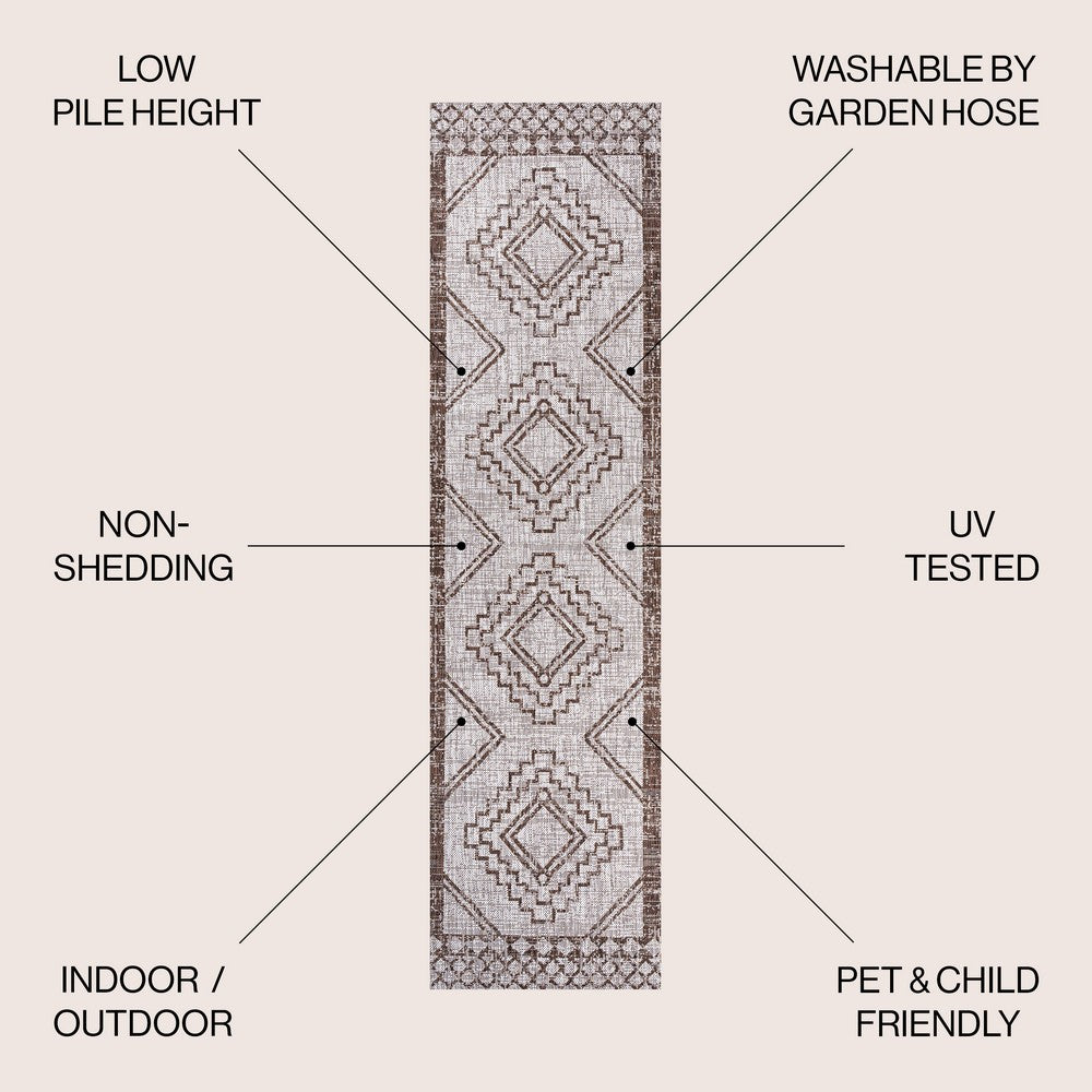 Faro Marokko Diamond Tribal Medallion Indoor/Outdoor Area Rug