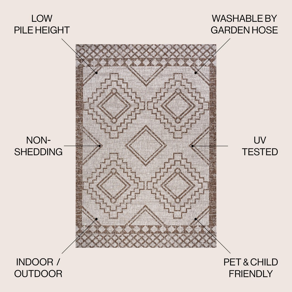 Faro Marokko Diamond Tribal Medallion Indoor/Outdoor Area Rug