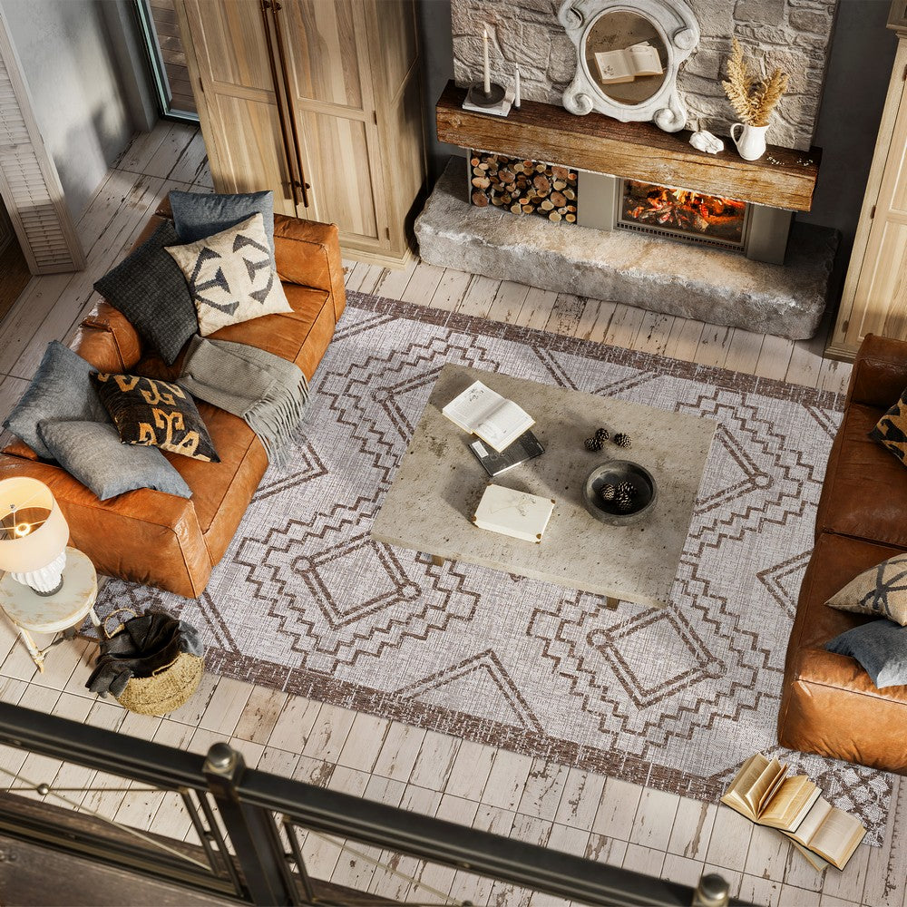 Faro Marokko Diamond Tribal Medallion Indoor/Outdoor Area Rug