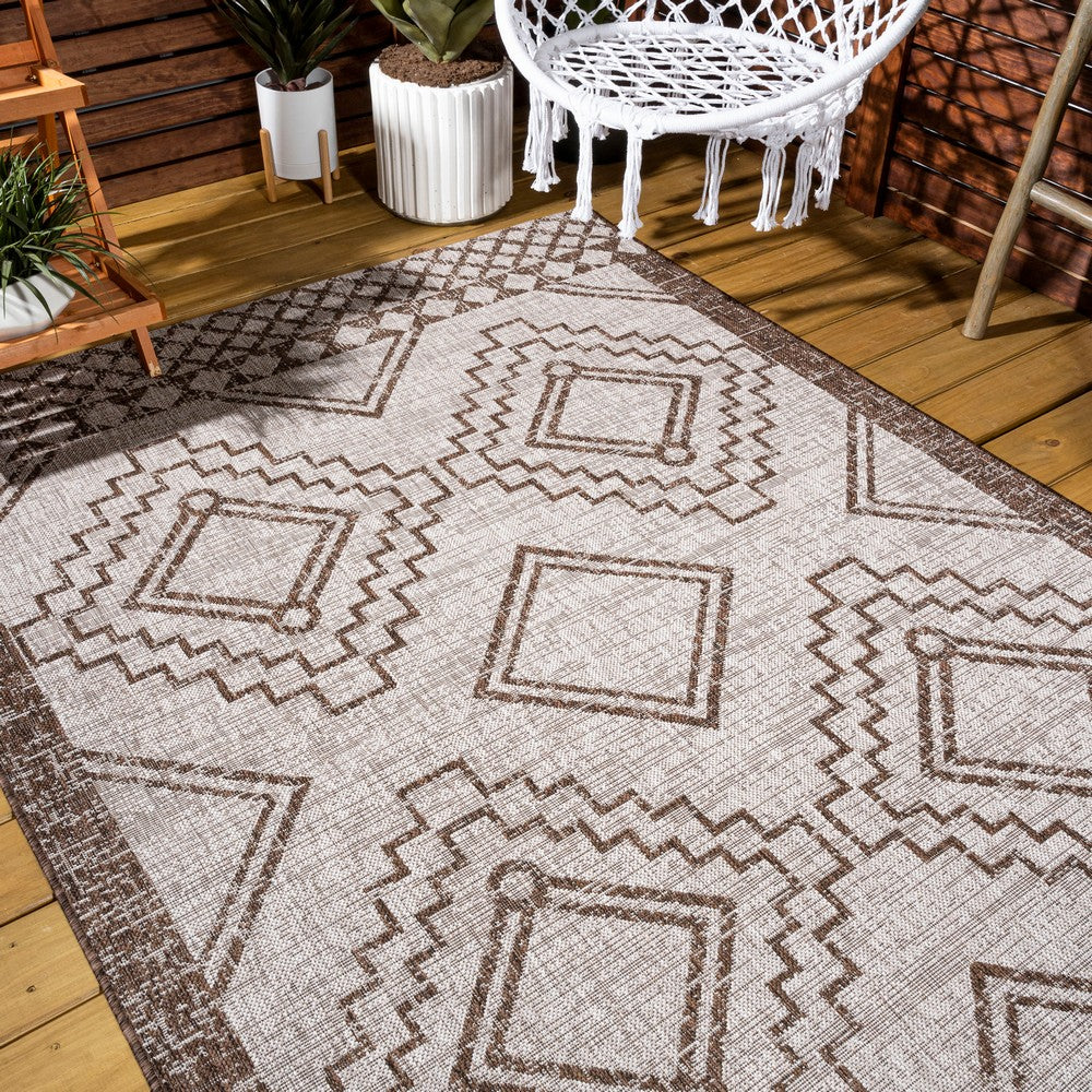 Faro Marokko Diamond Tribal Medallion Indoor/Outdoor Area Rug