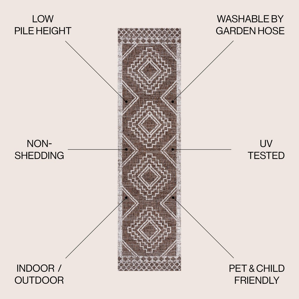 Faro Marokko Diamond Tribal Medallion Indoor/Outdoor Area Rug