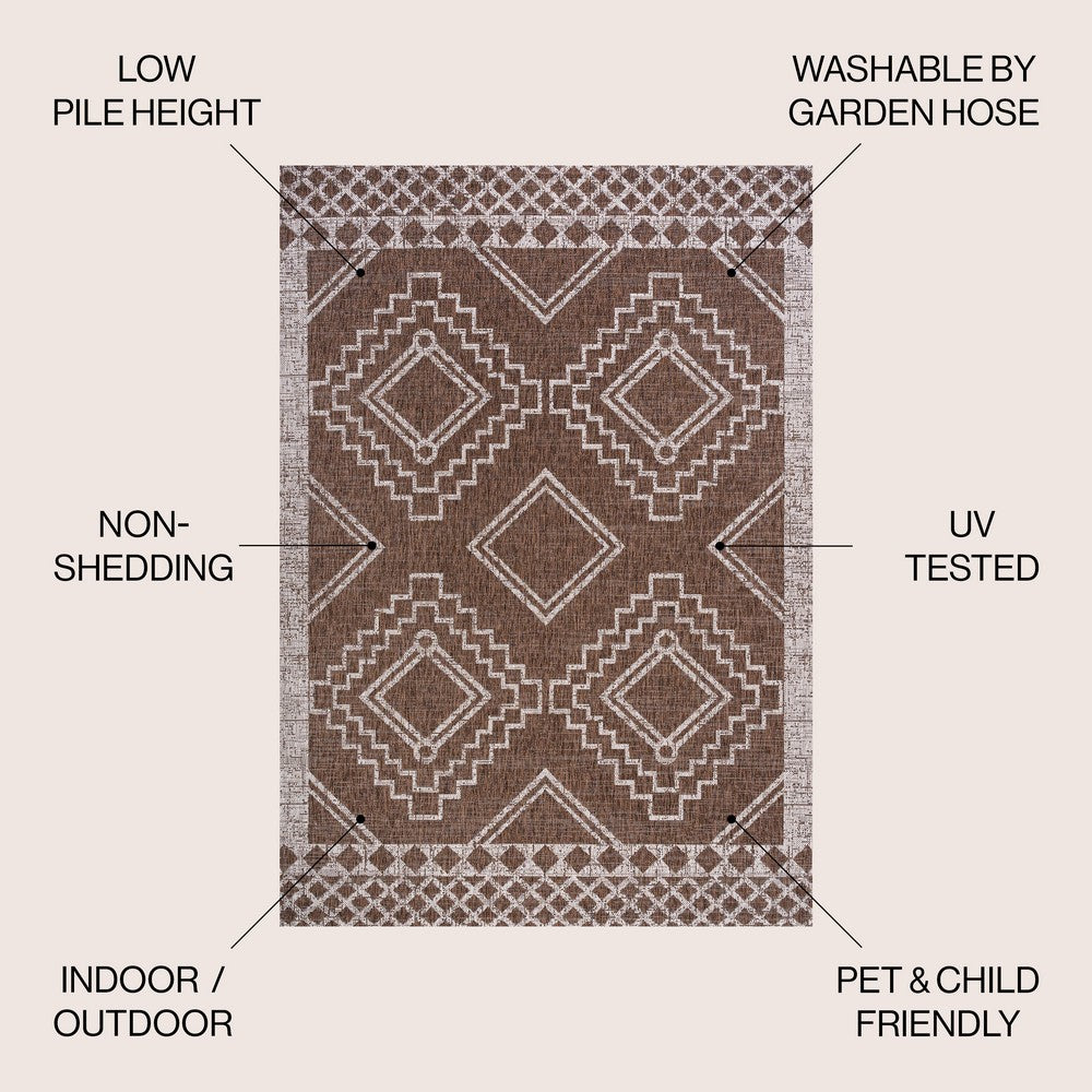 Faro Marokko Diamond Tribal Medallion Indoor/Outdoor Area Rug