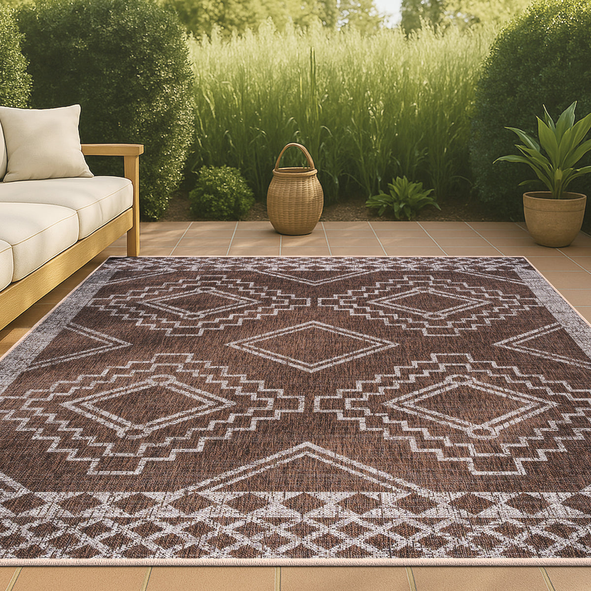 Faro Marokko Diamond Tribal Medallion Indoor/Outdoor Area Rug