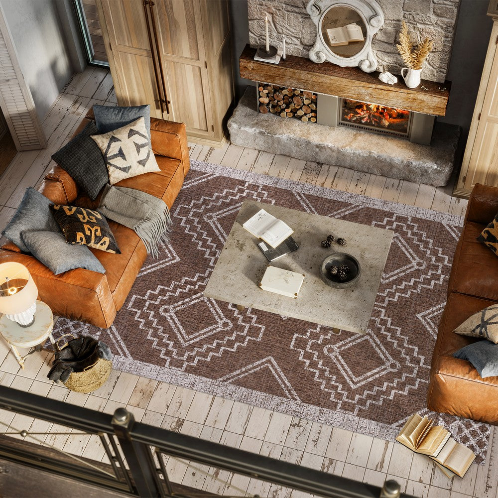 Faro Marokko Diamond Tribal Medallion Indoor/Outdoor Area Rug