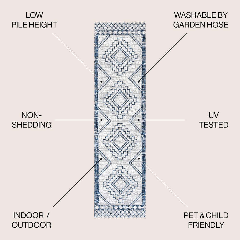 Faro Marokko Diamond Tribal Medallion Indoor/Outdoor Area Rug
