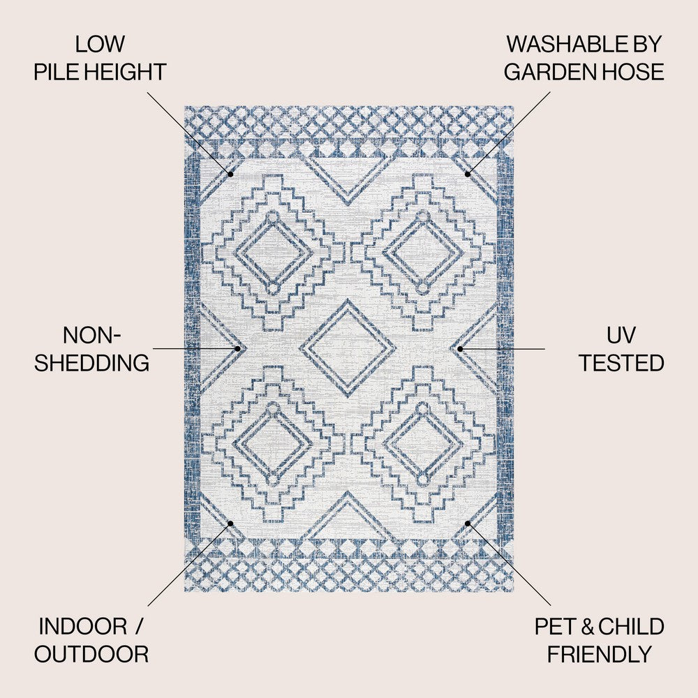 Faro Marokko Diamond Tribal Medallion Indoor/Outdoor Area Rug
