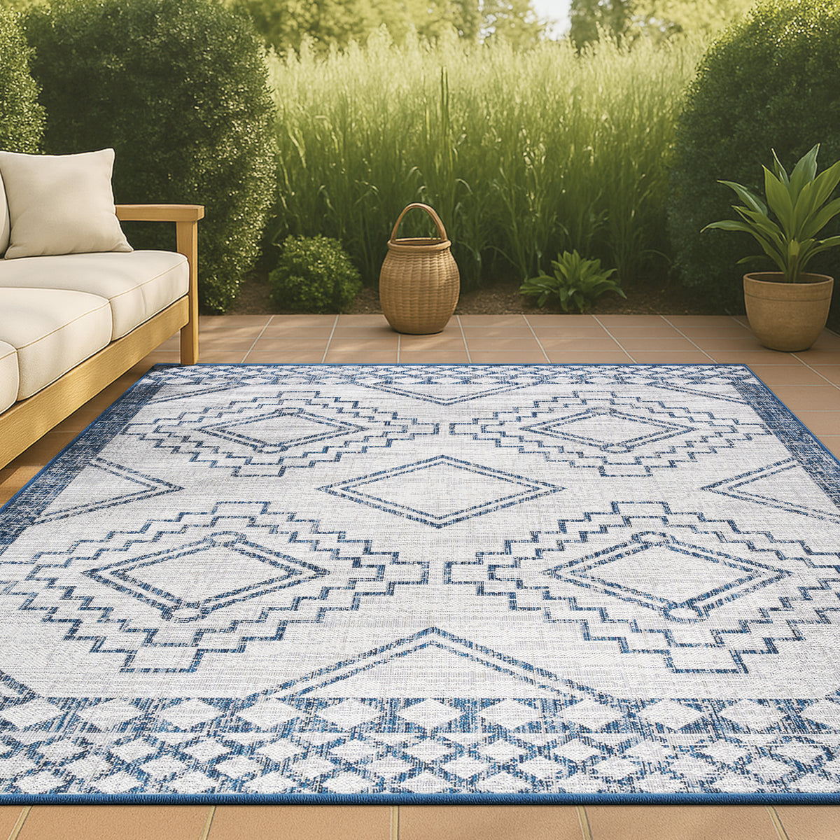 Faro Marokko Diamond Tribal Medallion Indoor/Outdoor Area Rug