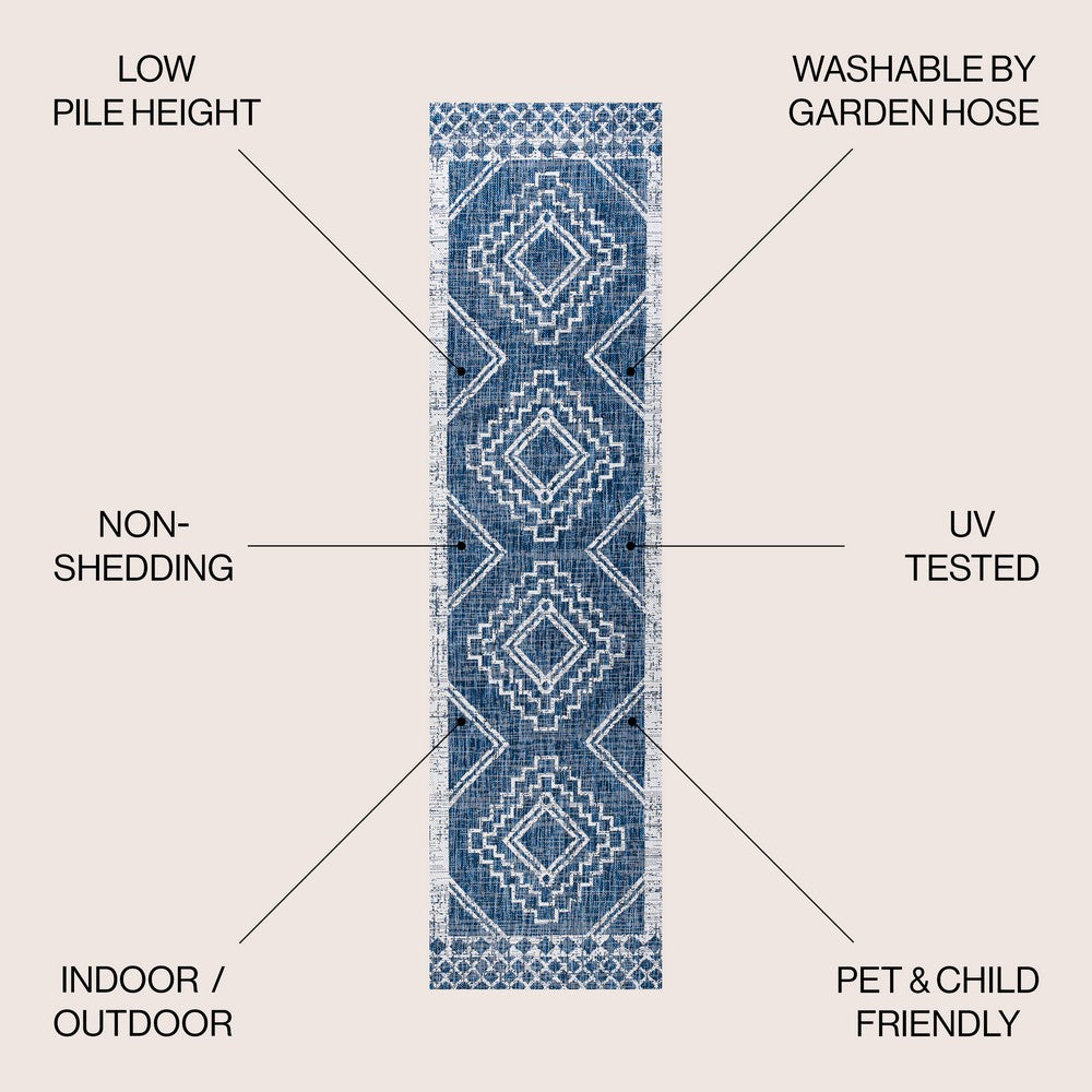 Faro Marokko Diamond Tribal Medallion Indoor/Outdoor Area Rug