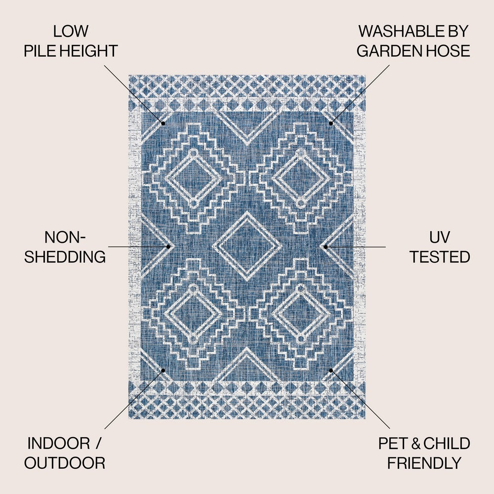 Faro Marokko Diamond Tribal Medallion Indoor/Outdoor Area Rug