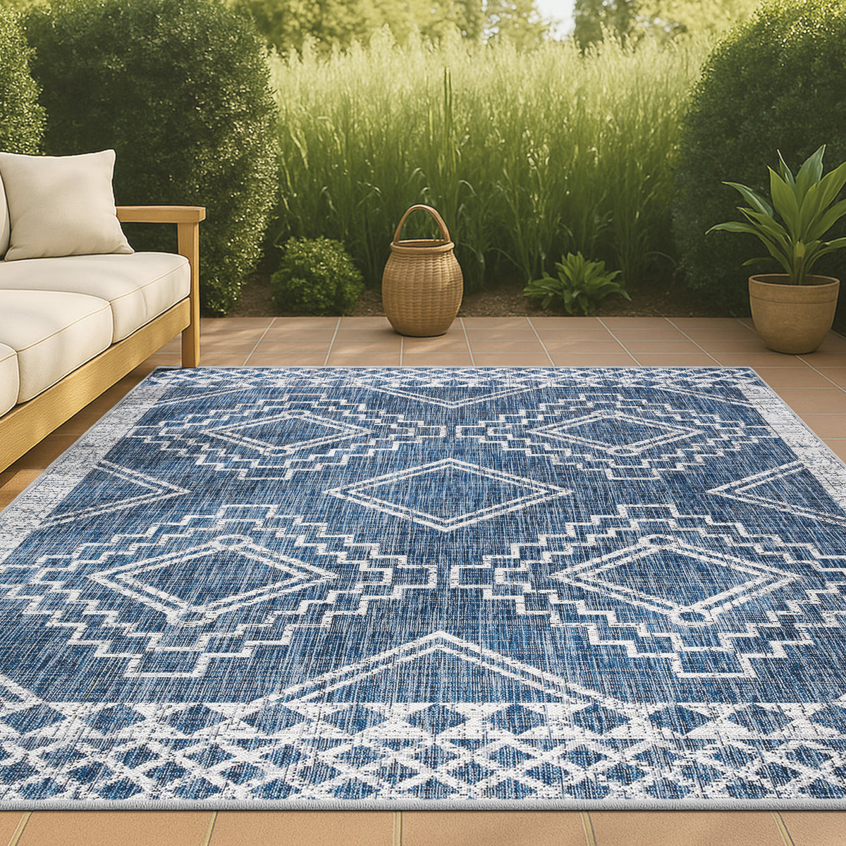 Faro Marokko Diamond Tribal Medallion Indoor/Outdoor Area Rug