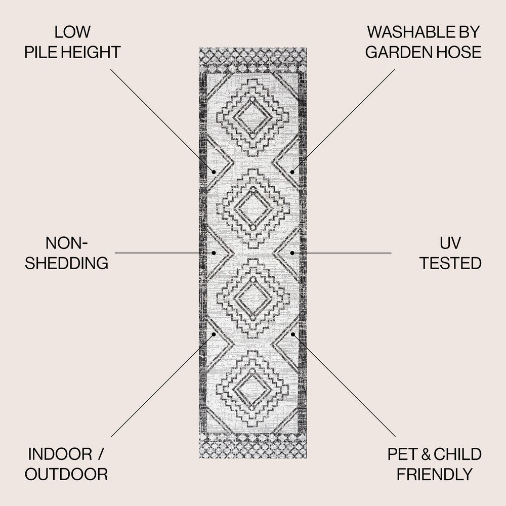 Faro Marokko Diamond Tribal Medallion Indoor/Outdoor Area Rug