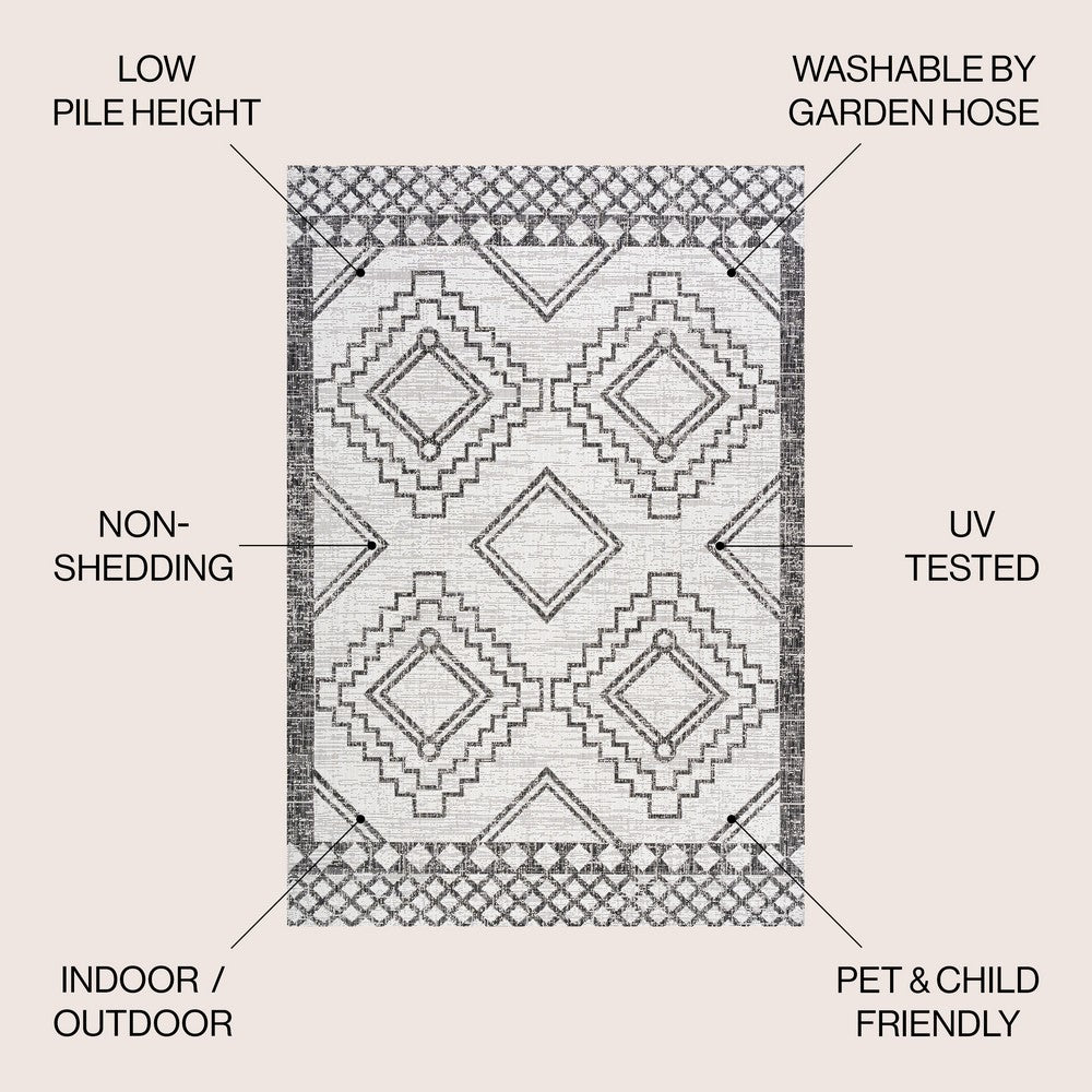 Faro Marokko Diamond Tribal Medallion Indoor/Outdoor Area Rug