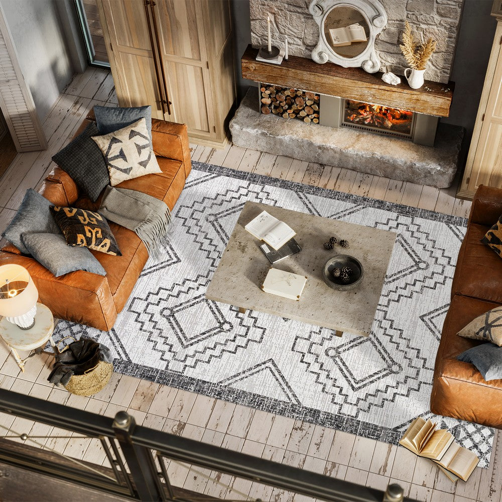 Faro Marokko Diamond Tribal Medallion Indoor/Outdoor Area Rug