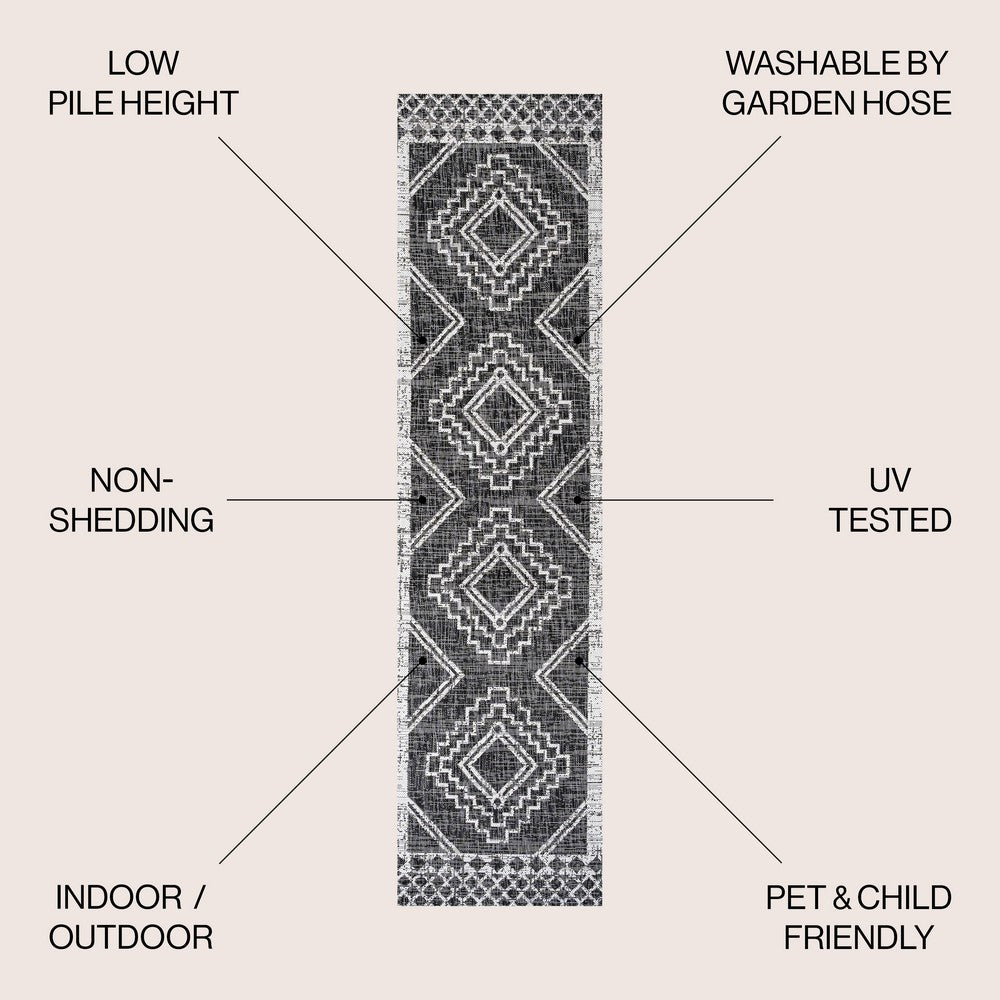 Faro Marokko Diamond Tribal Medallion Indoor/Outdoor Area Rug