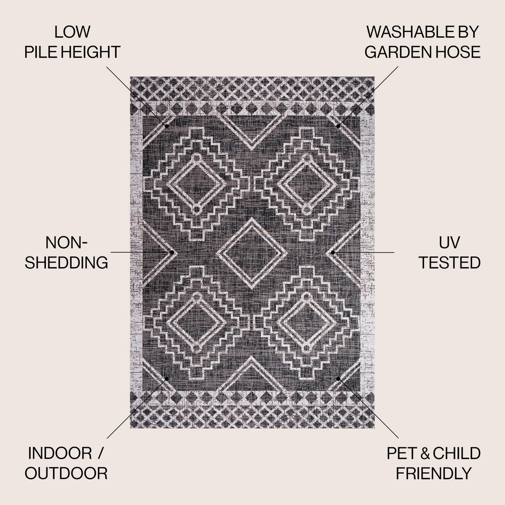 Faro Marokko Diamond Tribal Medallion Indoor/Outdoor Area Rug