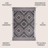 Faro Marokko Diamond Tribal Medallion Indoor/Outdoor Area Rug
