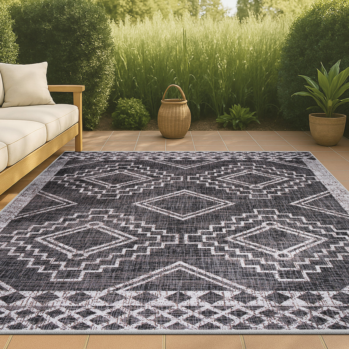 Faro Marokko Diamond Tribal Medallion Indoor/Outdoor Area Rug