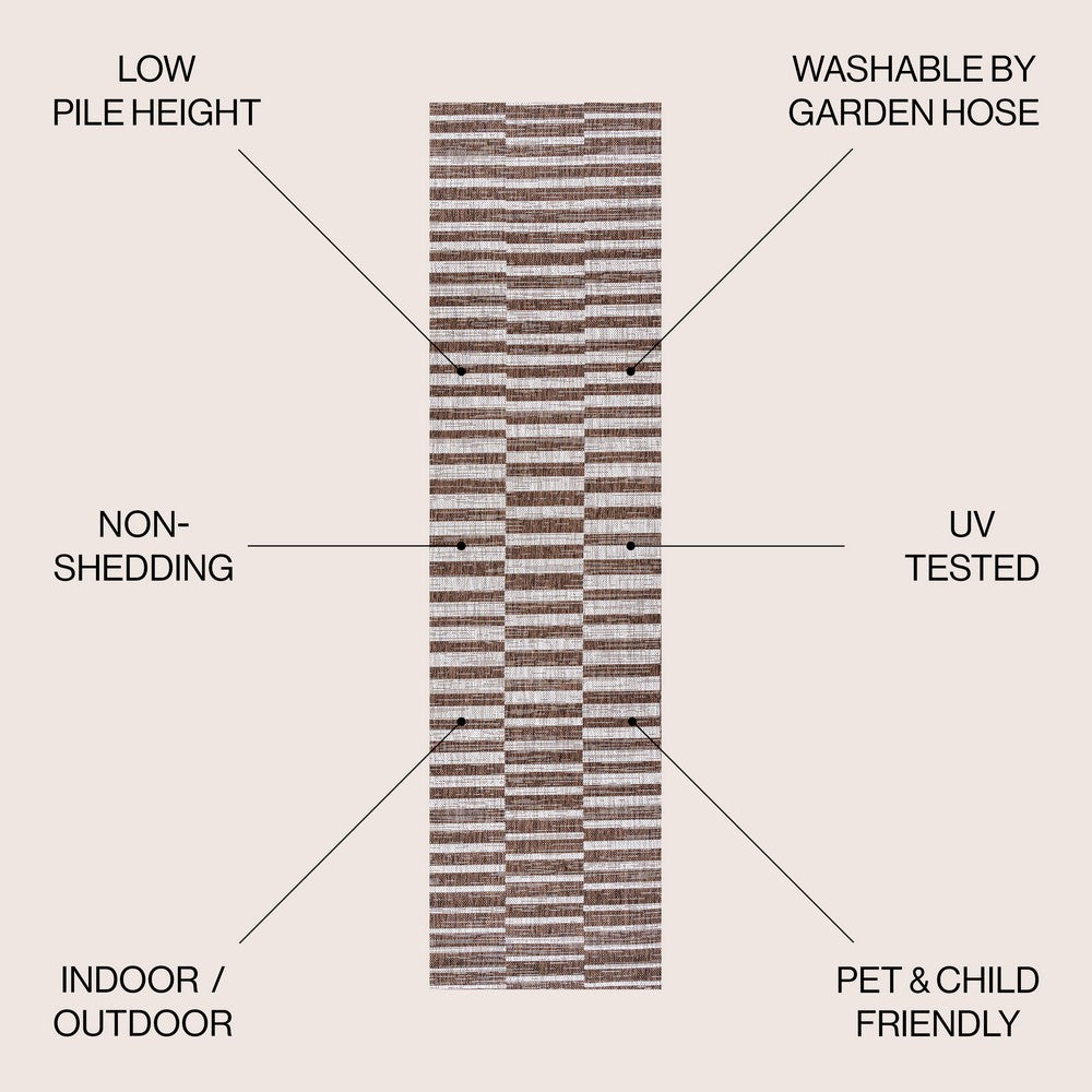 Fatima Sukie Offset Stripe Indoor/Outdoor Area Rug